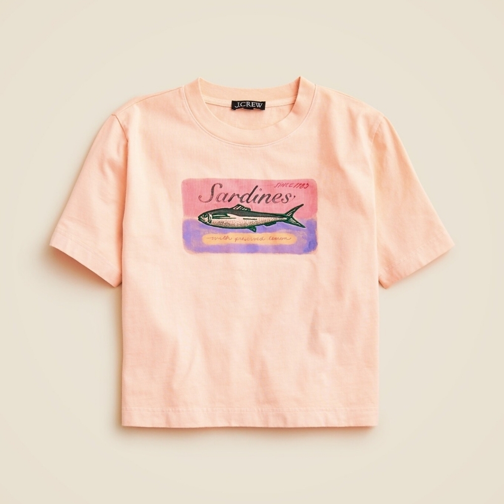 J.crew Relaxed Fit Sardines Graphic T-shirt In Premium Weight Cotton